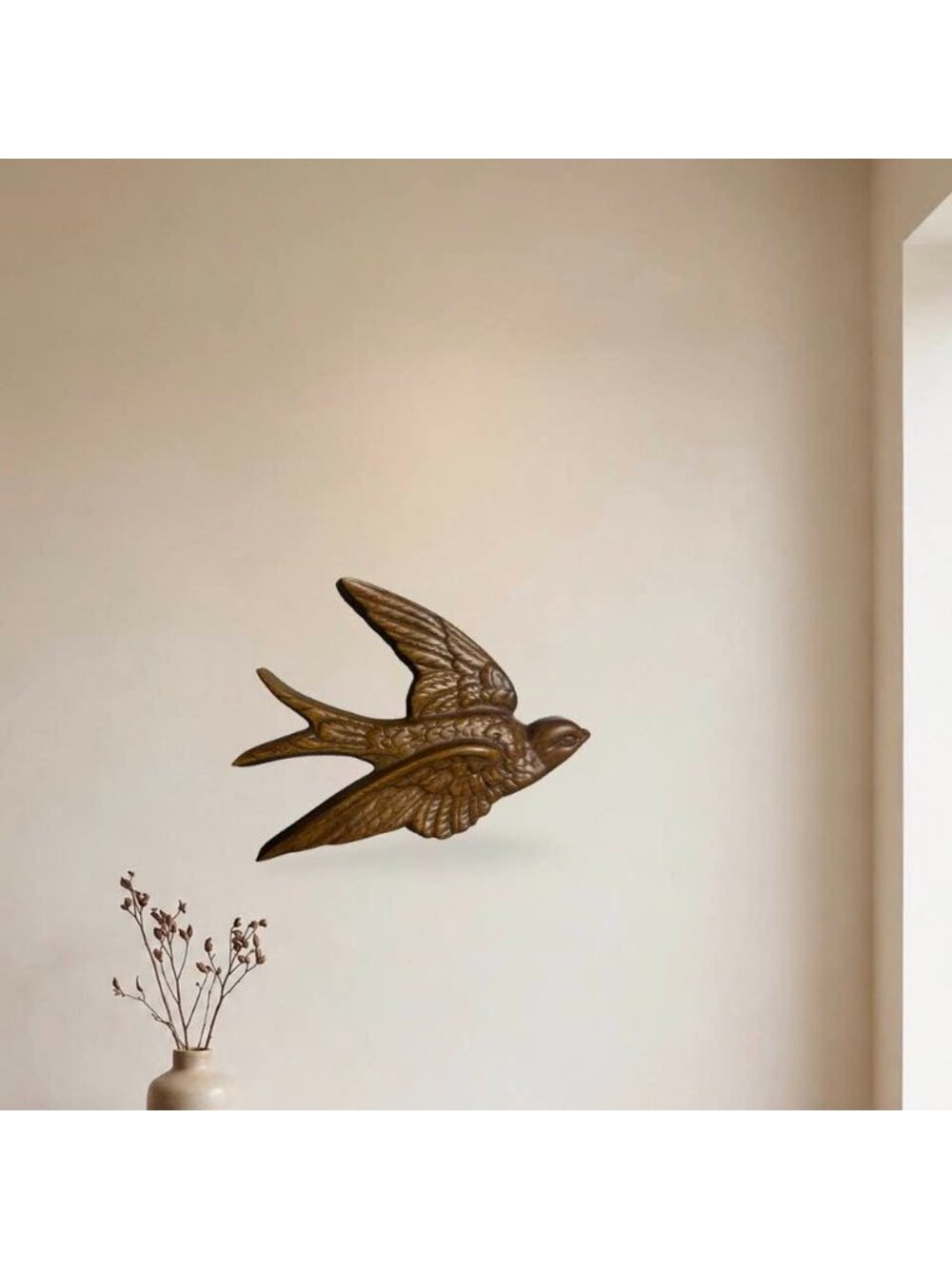 Vintage 1983 Burwood Swallows Set of 3 Brown Flying Bird Wall Decor Made in USA - Picture 2 of 4
